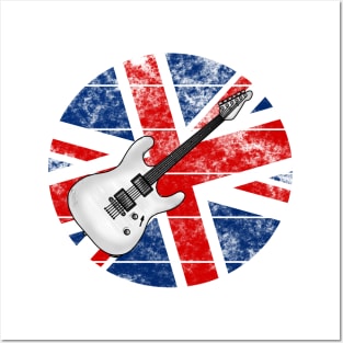 Electric Guitar UK Flag Britain Guitarist British Musician Posters and Art